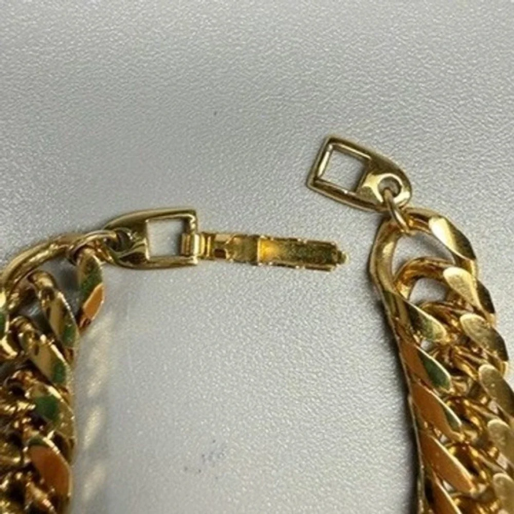 Vintage Napier Gold Tone Curb Link Bracelet Chunky 7